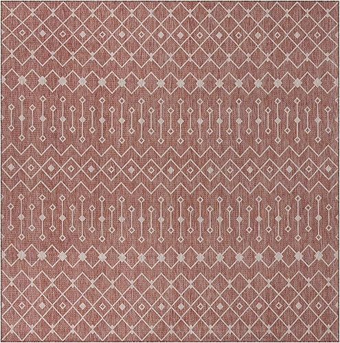 Vista 496 de Unique Loom Alfombra Colección enrejado Marroquí Celosía Transicional Interior y Exterior, Polipropileno Gris carbón/natural