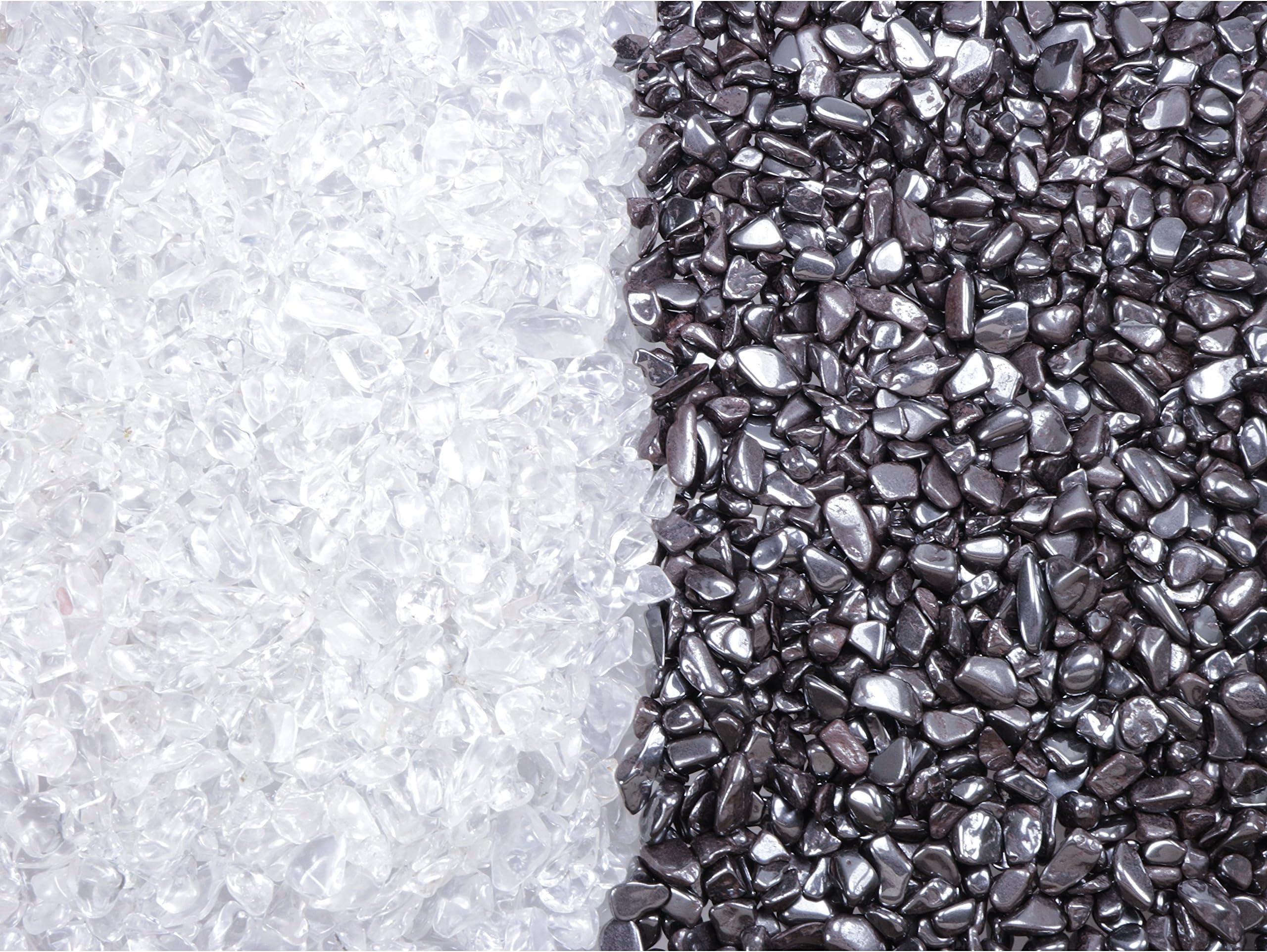 Loading stones quartz and discharge stones haematite, mini tumbled stones 400 g (200 g each) chips 6-9 mm