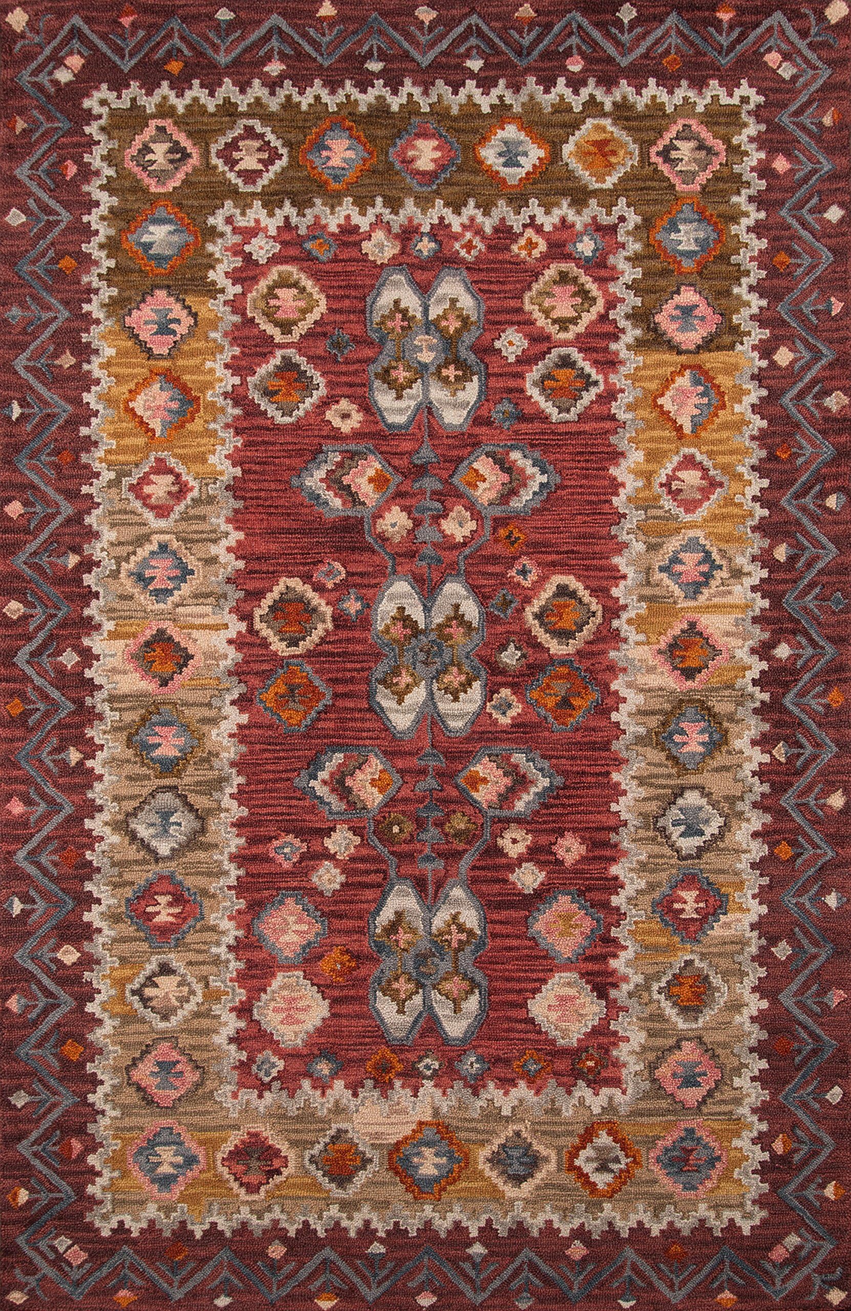 MomeniRugs Tangier Collection, 100% Wool Hand Tufted Tip Sheared Transitional Area Rug, 2' x 3', Red