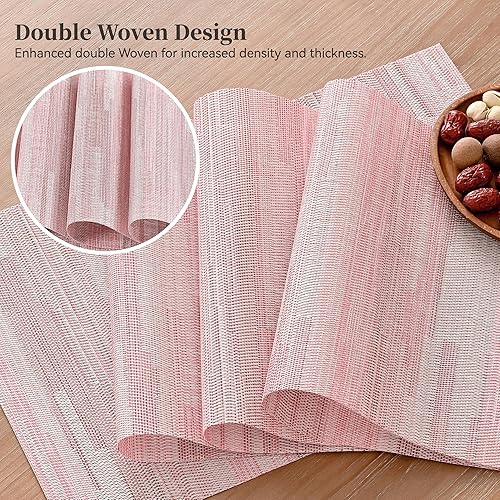 Miniatura 298 de Leetaltree - Manteles individuales, resistentes al calor, antideslizantes, para mesa de comedor, lavables, duraderos, tejido de PVC