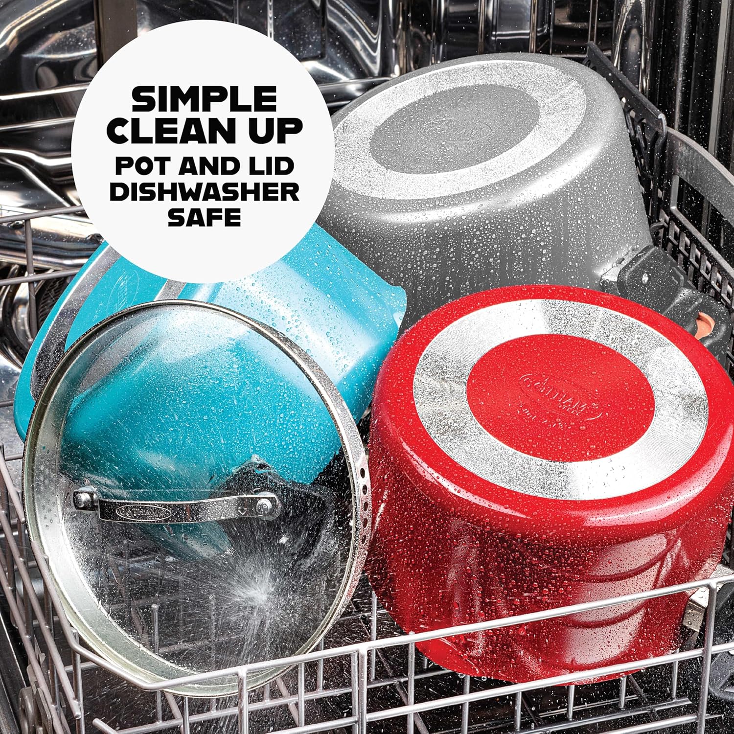 Gotham Steel 5 Quart Stock Pot Multipurpose Pasta Pot with Strainer Lid & Twist and Lock Handles, Ceramic Nonstick Cooking Pots + Pasta Strainer Lid, Spaghetti Pot, Dishwasher Safe - Image 6