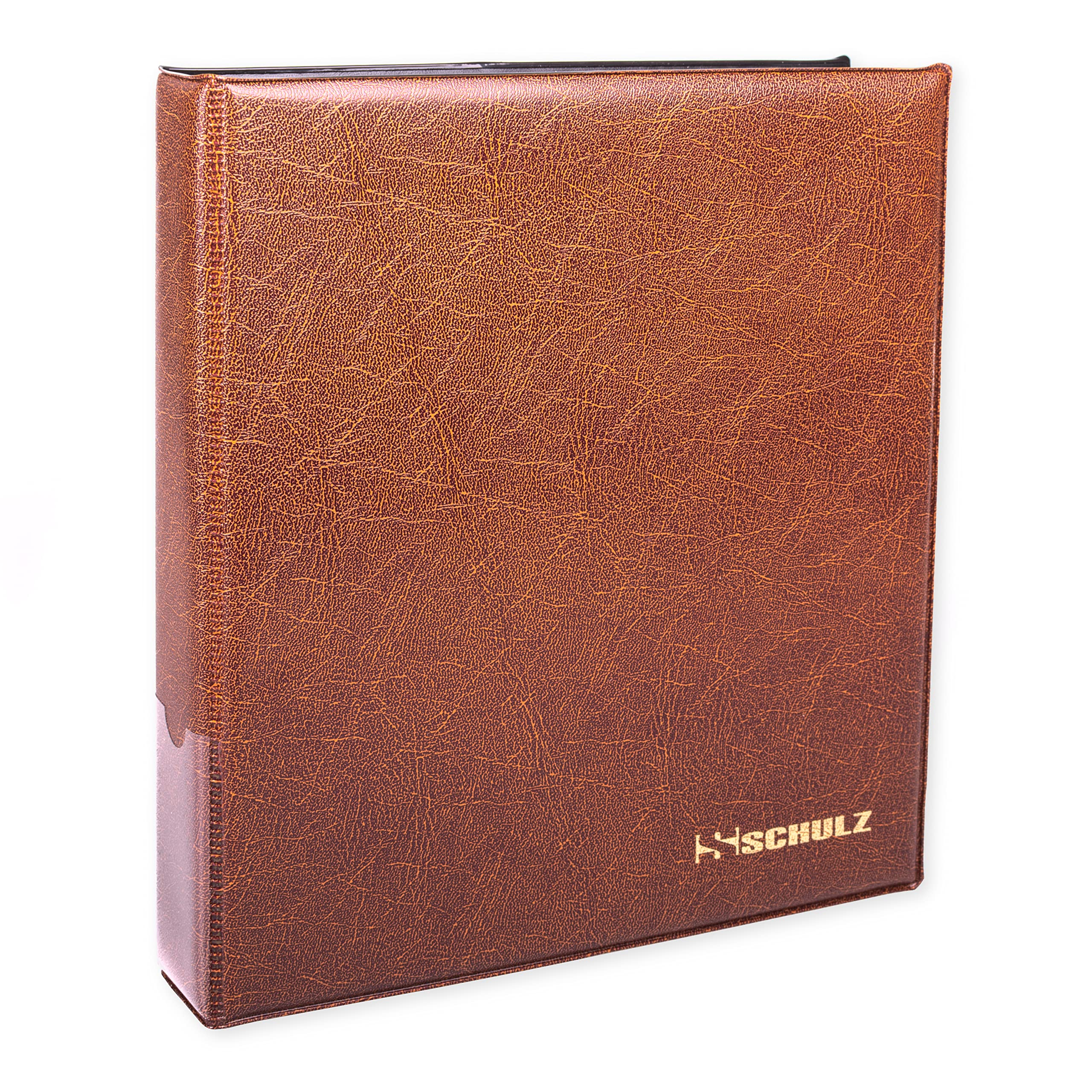 Coin Collection Album For 120 Coins – £5, Crown - Collecting Holder - Storage Binder - Money Book To Protect and Store Coins - SCHULZ Coin Album in Brown.