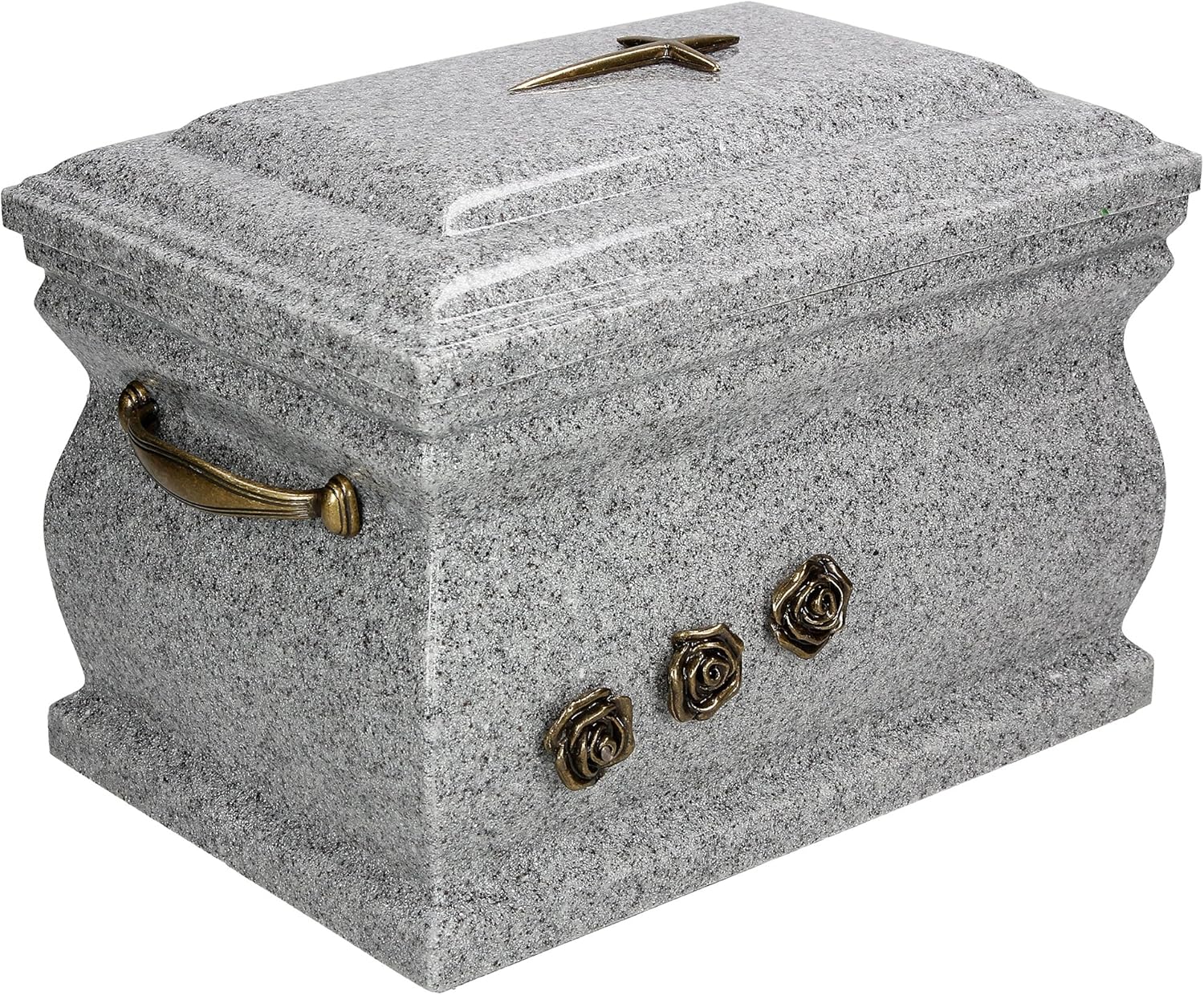Composite Casket Cremation Ashes Urn For Adult With Roses Funeral Human urn Memorial (Beige)