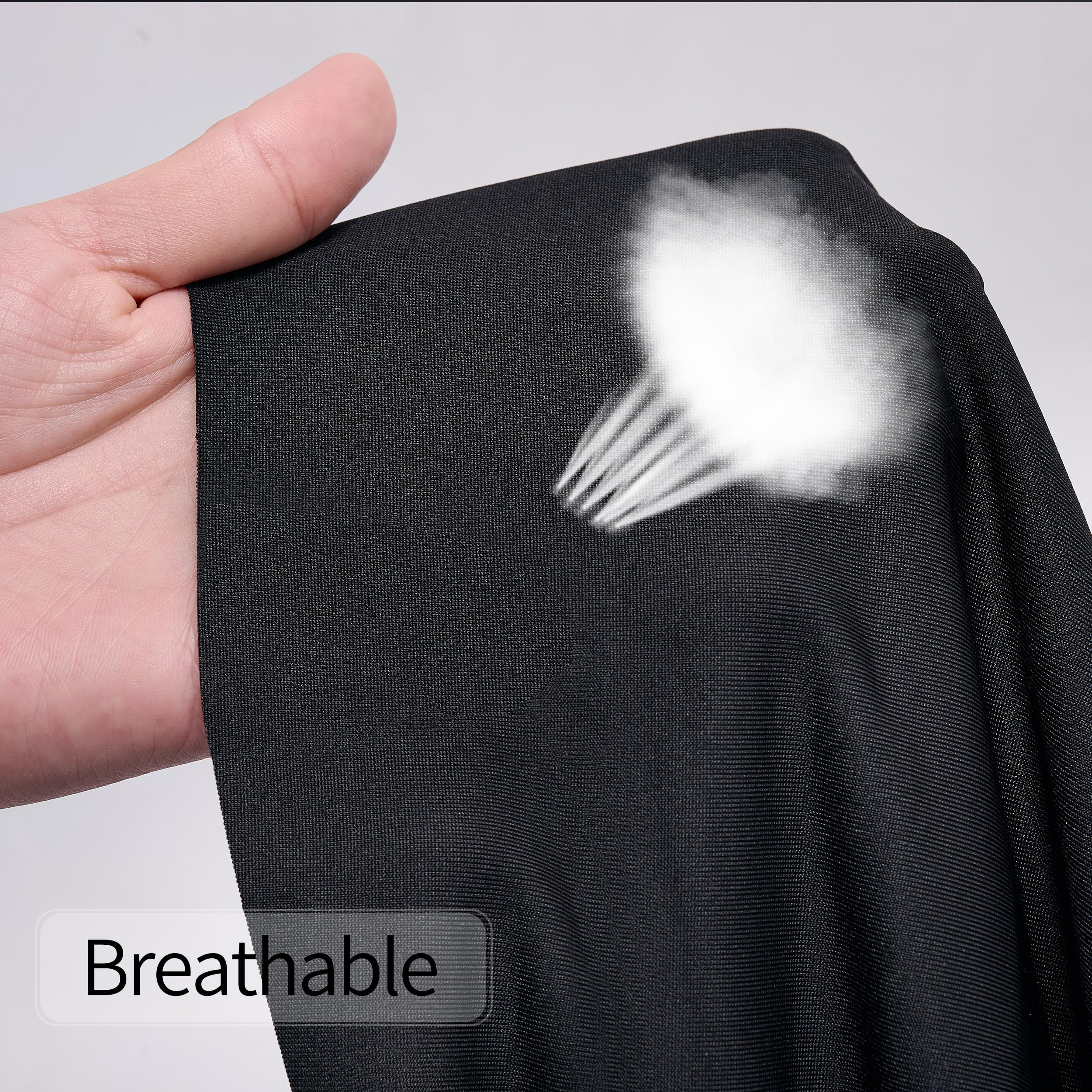 68" Wide Four-Way Stretch Spandex Polyester Fabric By The Yard Medium Weight Soft & Breathable & Drapable Broadcloth for Apparel, Accessories,Decorations & DIY Crafts (Black, 68" x 2 Yards) — view 5