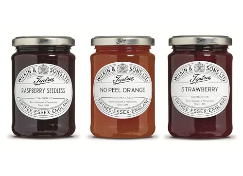 Tiptree Wilkin & Sons Ltd Conserve & Marmalade Bundle – Raspberry Seedless, No Peel Orange &...