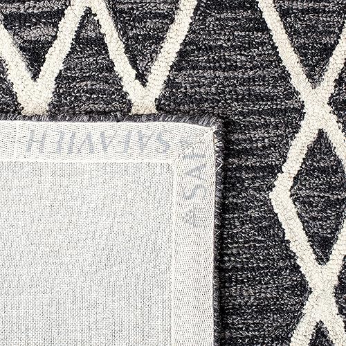 Miniatura 8 de Safavieh Micro-Loop Collection - Alfombra de área de 8 x 10 pies, carbón y marfil, lana tribal marroquí hecha a mano, ideal para zonas de alto