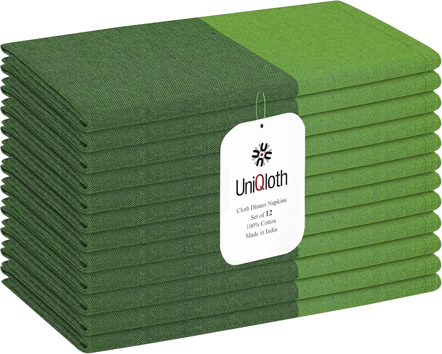 Set of 12 Cloth Dinner Napkins 100% Cotton – Soft Durable Washable Reusable – Ideal for Farmhouse Parties Weddings Holidays Hotel Restaurant Events Daily Use Table Dinner Napkins 18×18 Green