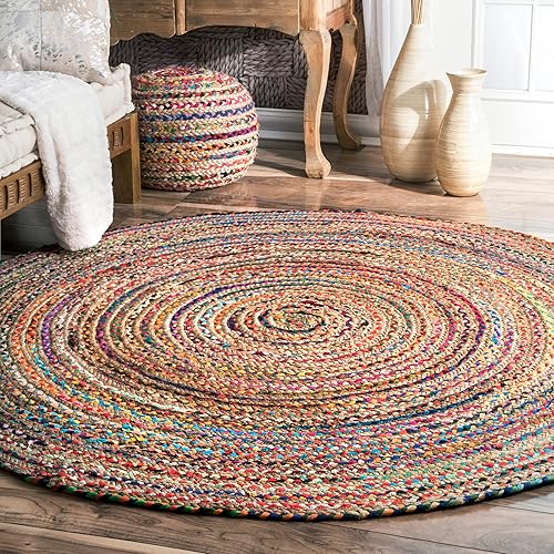 nuLOOM Aleen - Alfombra trenzada de algodónyute, 2' 6" x 8', multicolor