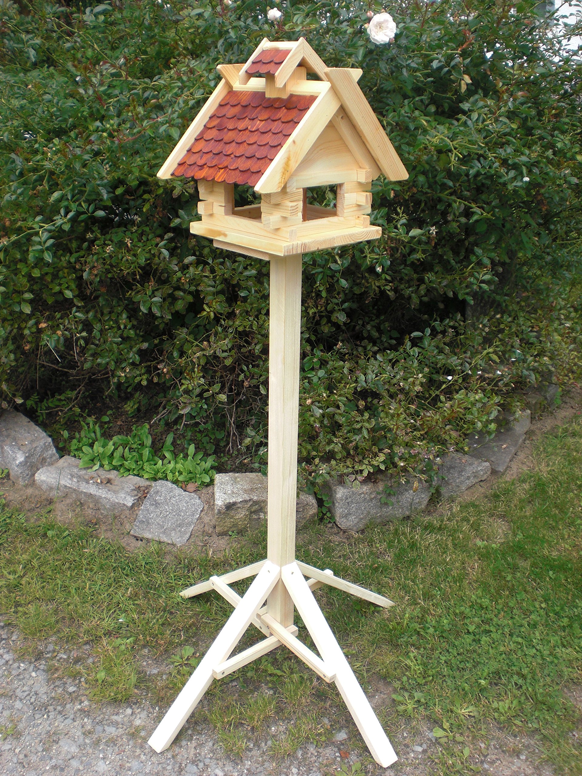 Vogelhaus-Vogelhäuser Vogelfutterhaus Vogelhäuschen aus Holz Vogelhausständer Nistkasten Schreinerarbeit in unterschiedlichen Farben erhältlich … (Vogelhaus mit Ständer V01+S1)