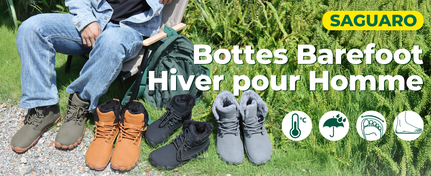 Générique Barefoot Bottes De Neige Hommes Courtes Bottines