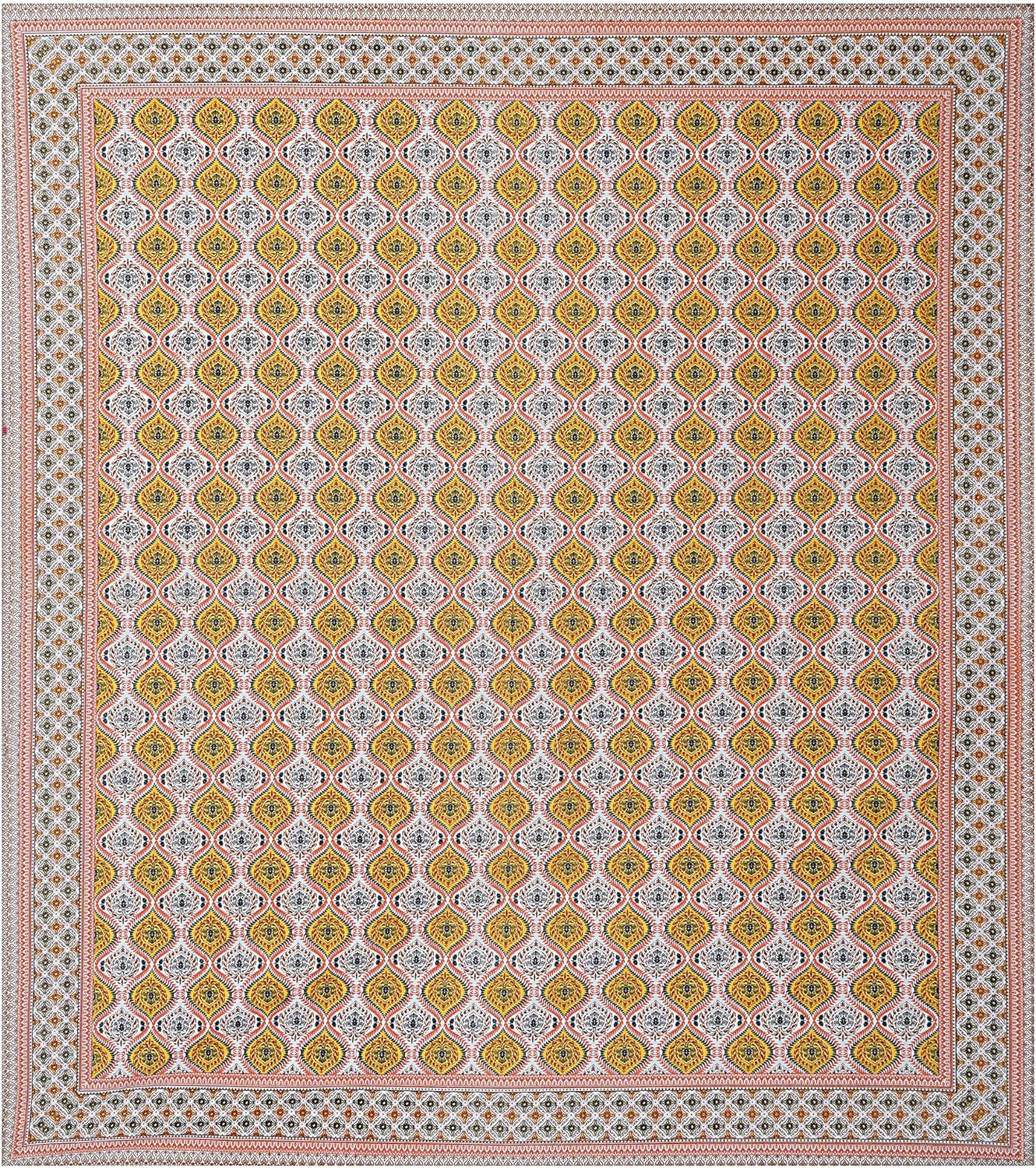 Soft Cotton King Size Bedsheet for Double Bed with 2 Pillow Covers 280 TC Flat Sheet Jaipuri Print Double BedSheet Cotton(Size 100 X 108 Inches) (Multicolor-03)