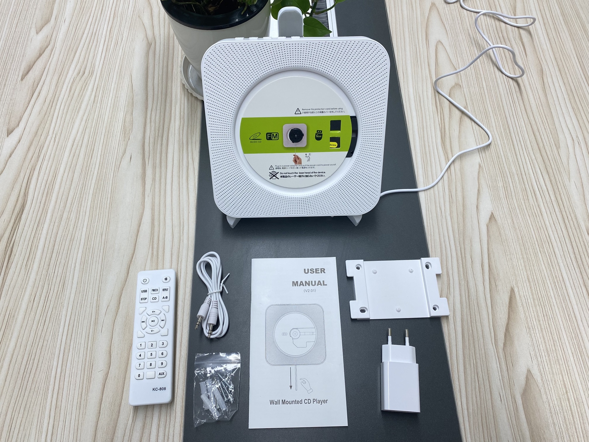 Lettore CD Portatile Bluetooth Con Radio FM - Altoparlante HiFi Da Tavolo O Parete, Con Telecomando