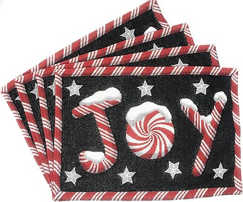 DaDa Bedding - Juego de 4 manteles individuales de algodón y lino para mesa de comedor, 13 x 19 pulgadas