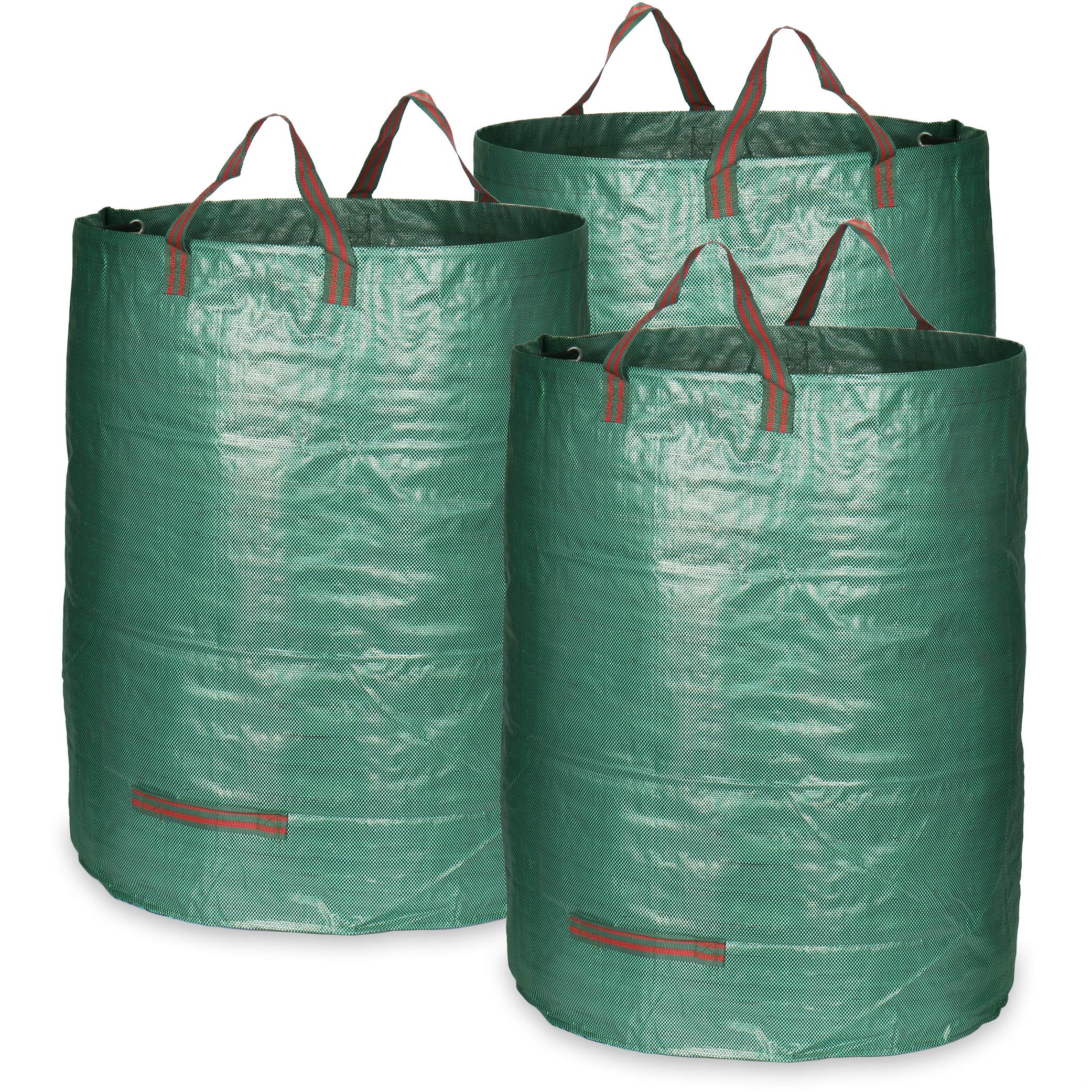 COM-FOUR® 3 x Garden Waste Bags XL – Folding Garden Bag with Carry Handles – Break-Resistant Folding Container for Leaves, Green Waste (300 Litres – 3 Pieces)