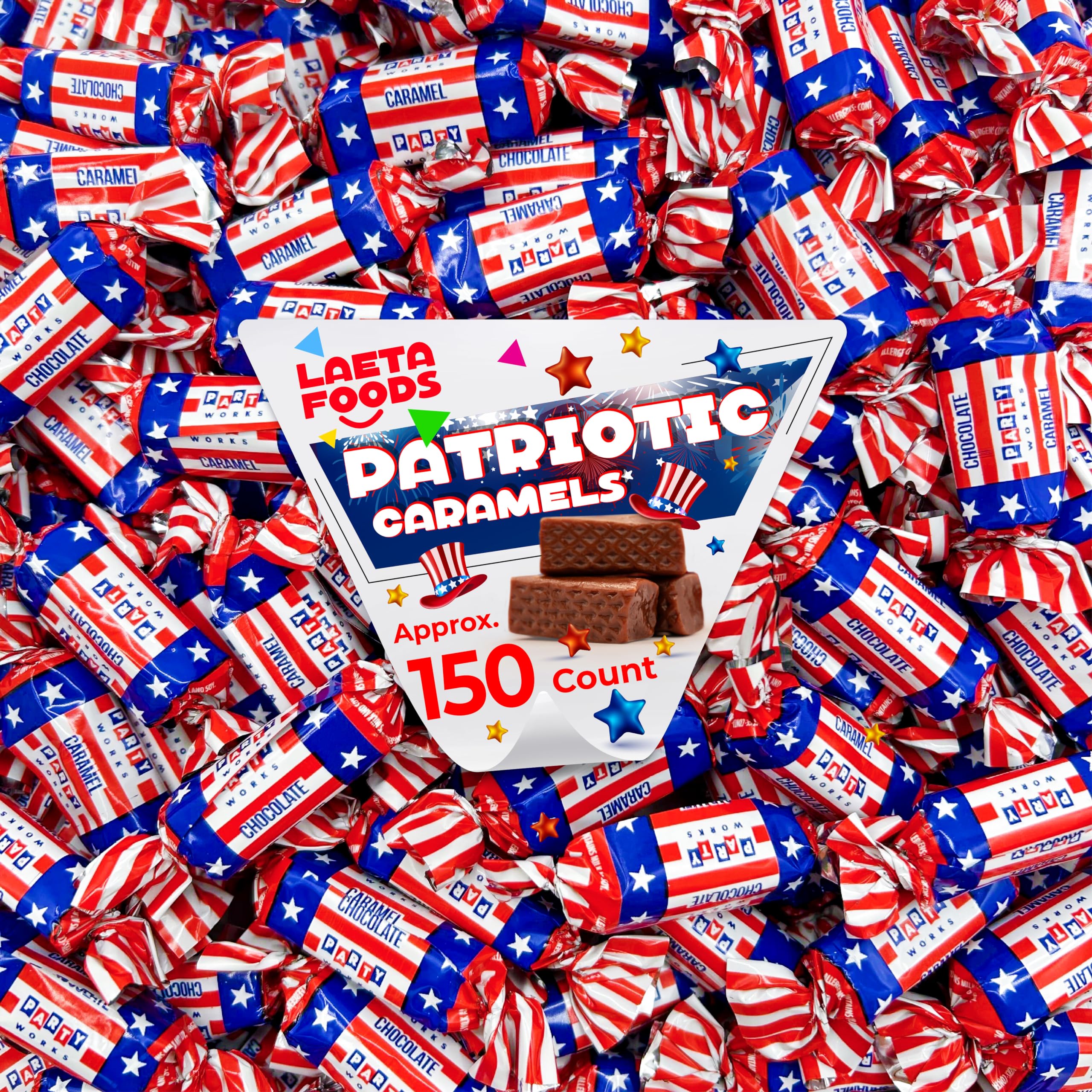 LaetaFood Patriotic Tootsie Roll Midgees Candy Chocolate Flavor Chews, USA Flag Color Individually Wrapped Bulk (2 Pound Bag)