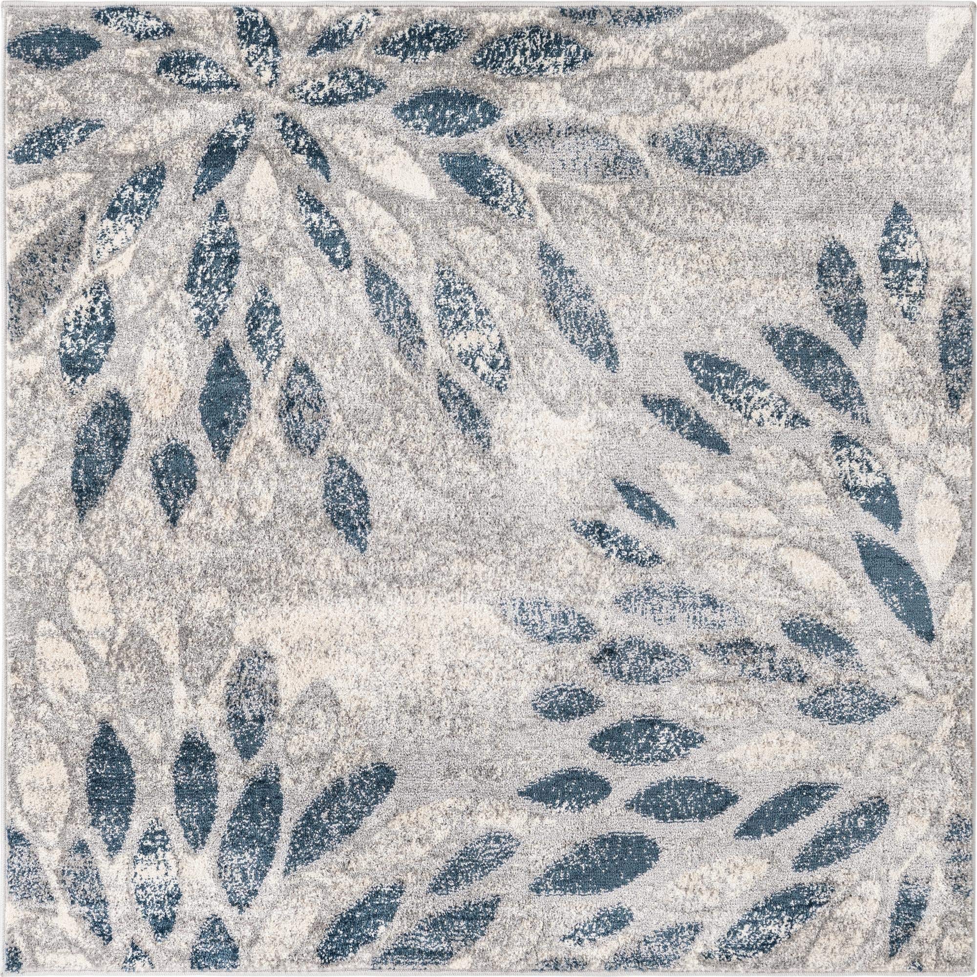 Rugs.com Charleston Collection Rug – 5 Ft Square Gray Low-Pile Rug Perfect for Living Rooms, Large Dining Rooms, Open Floorplans