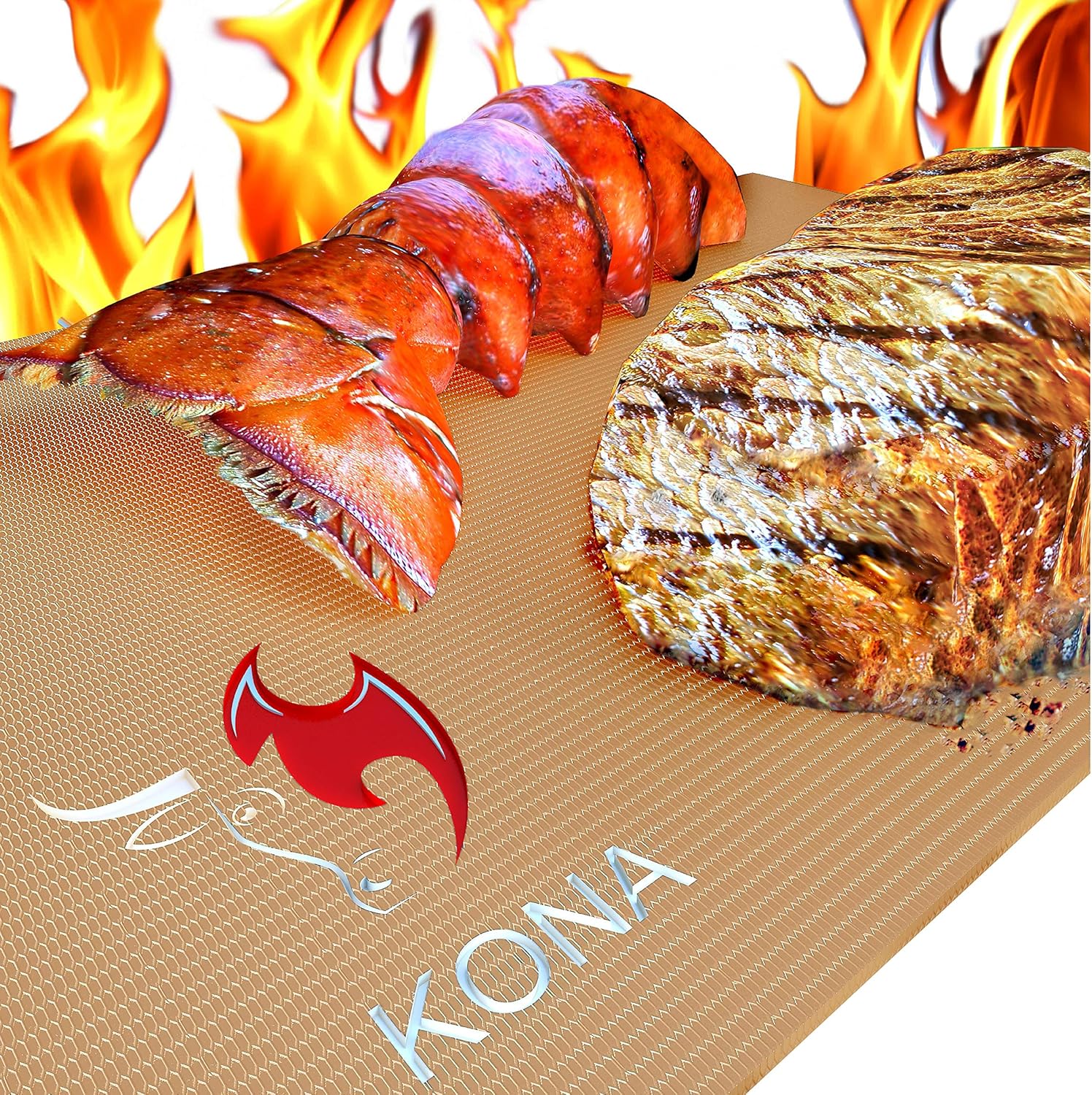 Kona Copper Grill Mats - Best Non Stick BBQ Grilling Mats for Gas Grills, Electric, Charcoal, Smokers (Set of 2) : Patio, Lawn & Garden