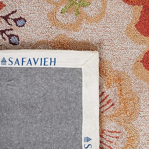 Miniatura 8 de SAFAVIEH Four Seasons Collection FRS467E - Alfombra floral con gancho a mano, 4 x 6 pies, color beige y rojo