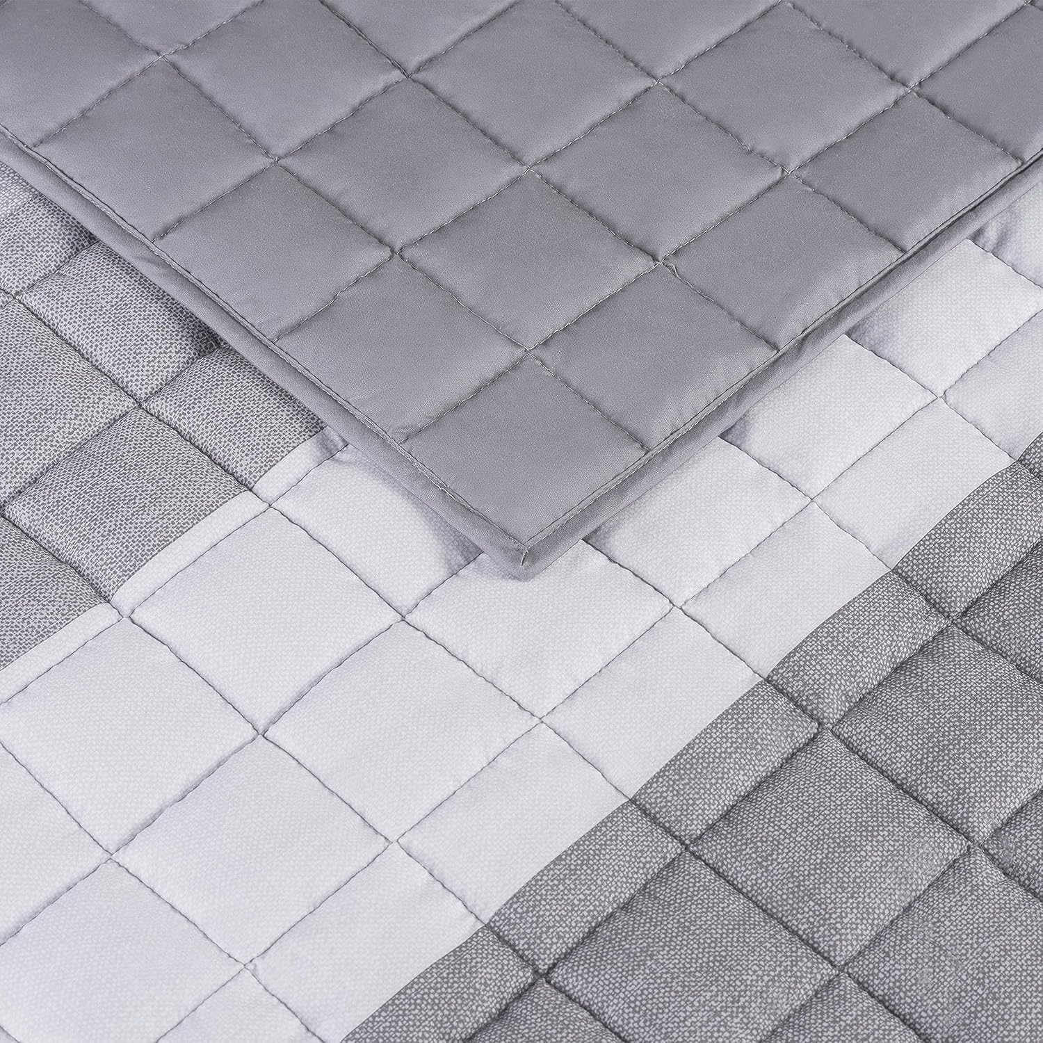 Serta Simply Comfort Billy Modern 3 Piece Soft Bedding Stripe Quilt Set with Pillow Case for All Season, King, Grey