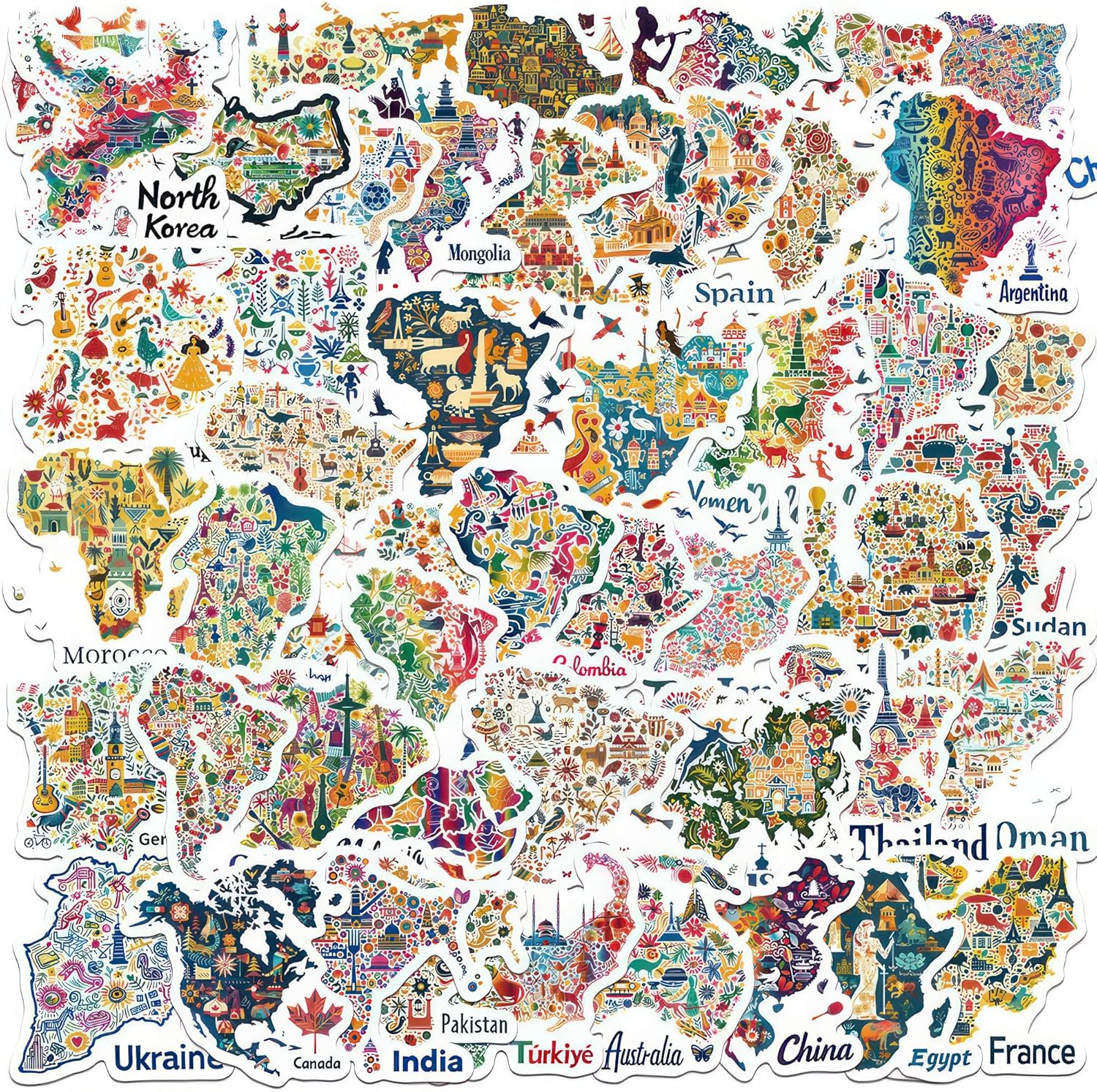 Around The World Travel Stickers 50 Pcs Luggage Stickers