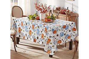 Newbridge Blue Hampstead Farm Pumpkin Field Autumn and Thanksgiving Vinyl Flannel Back Tablecloth