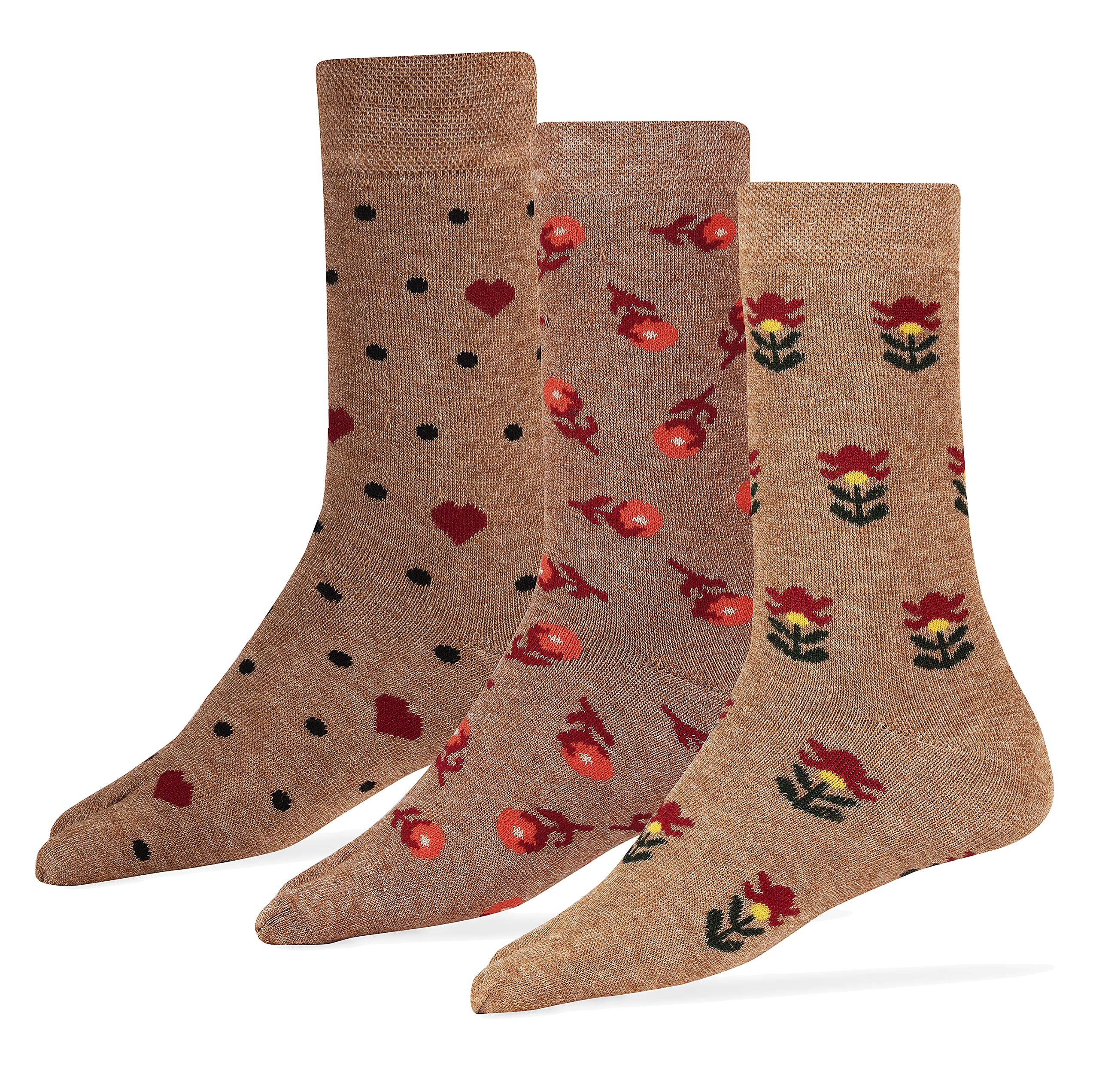 Women's Warm Woolen Calf Length Thick Terry/Towel Multicolored Socks(Pack of 3 Pairs)(Winter wear socks)