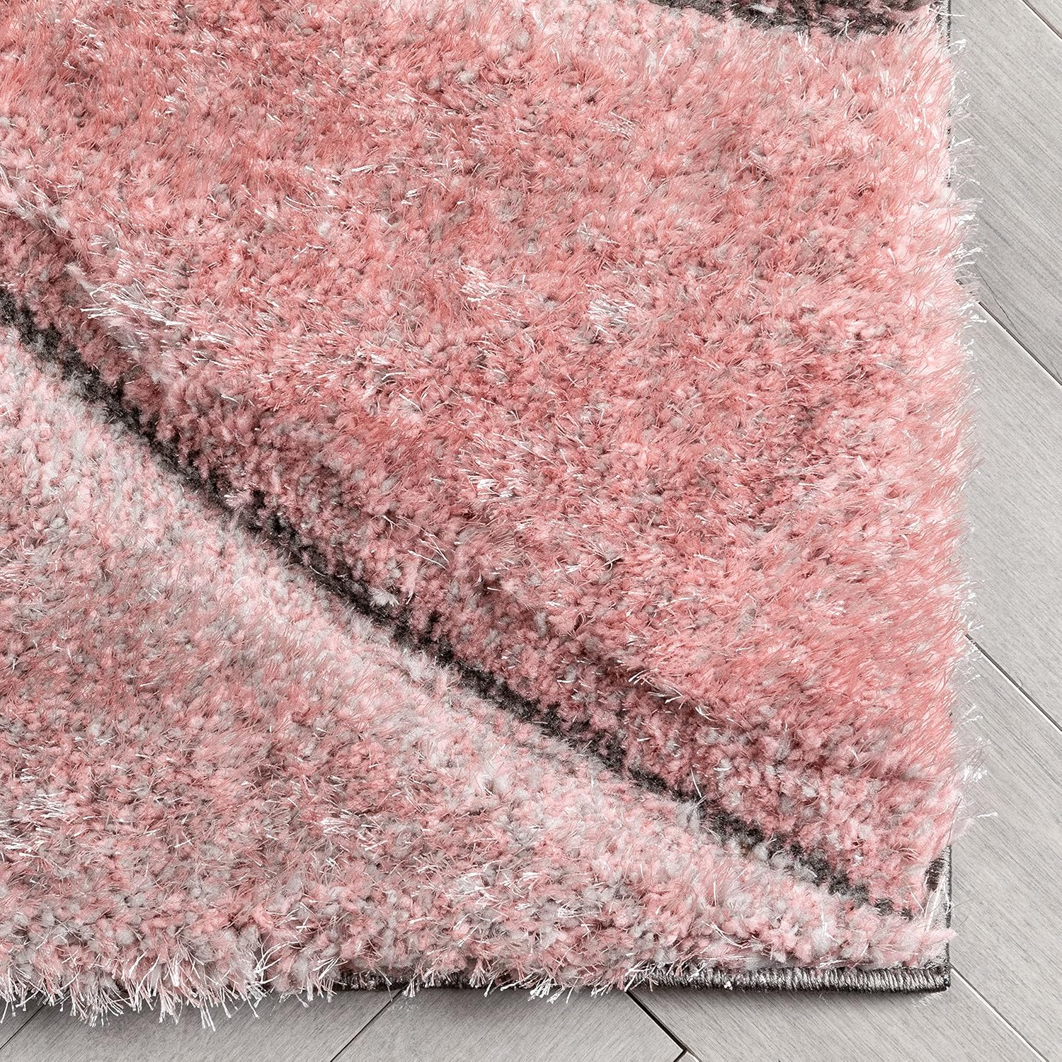 Well Woven Luze Blush Pink Hourglass Waves Geometric Thick Soft Plush 3D Textured Shag (2'7" x 9'10")