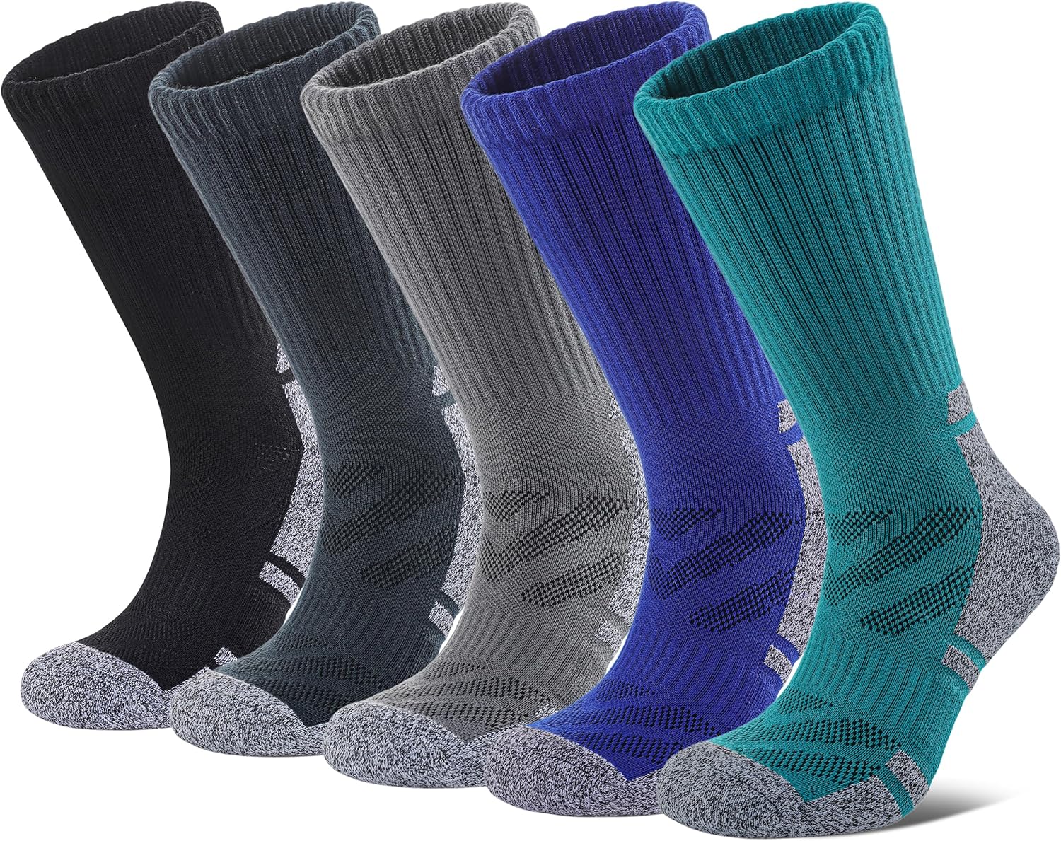 Womens Socks Athletic Hiking Running Walking Thick Cushioned Compression Crew Socks 5 Pairs 5 Pairs Mix-colors a 8-10
