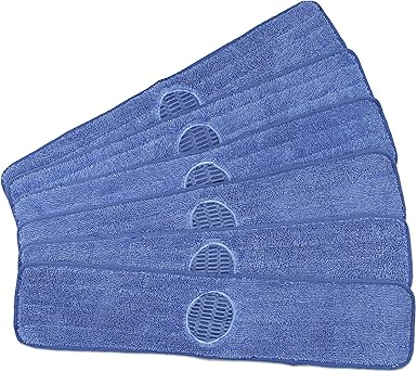 CleanAide Spot Cleaning Twist Yarn Microfiber Mop Pad with Scrubber 24 Inches Blue 6 Pack