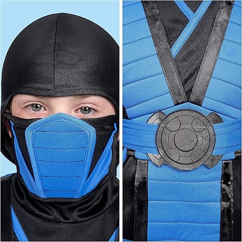 Miniatura 4 de Spooktacular Creations Disfraz de ninja azul para niños, disfraz de ninja para niños pequeños, disfraz de Halloween, juego de rol