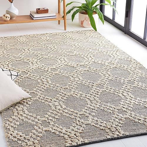 Safavieh Natural Fiber Collection NF383A - Alfombra geométrica de yute de tejido plano 4 x 6 pies color rubor y negro