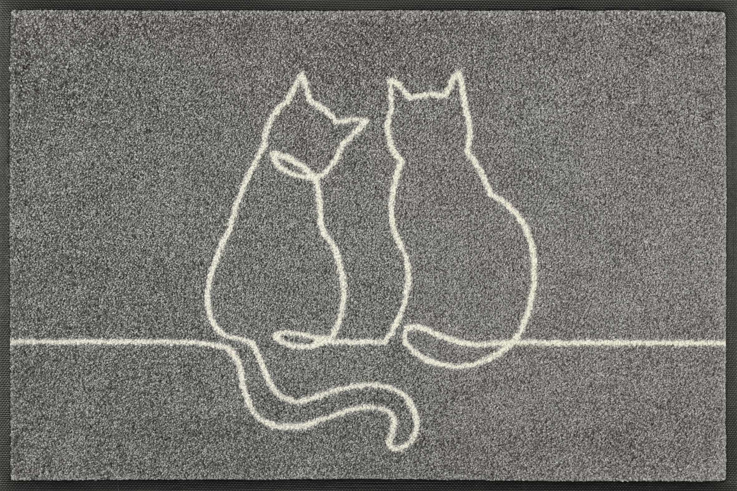 wash+Dry Fußmatte, Lovetails 50x75cm, innen und außen, waschbar, grau