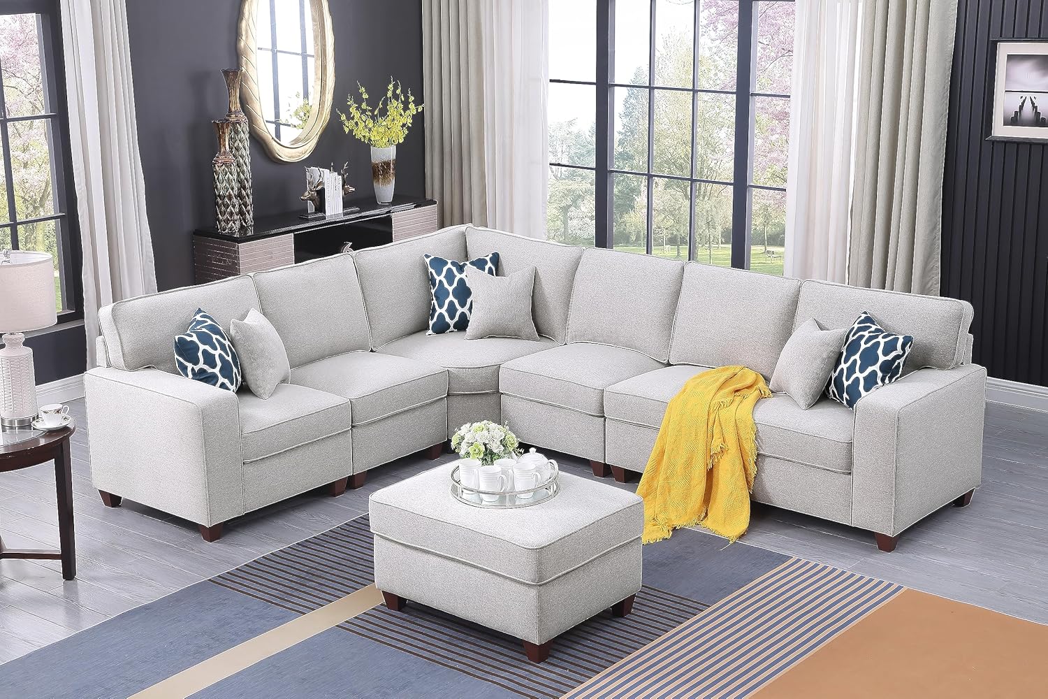 Devion Furniture Aryton Sectional, Light Grey only 1 arm 