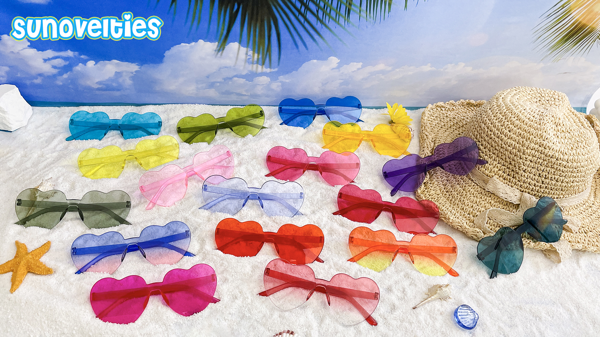 18 Pack Colored Rimless Sunglasses Party Glasses Unisex Adult Women Amazon.com: SUNOVELTIES 16 Mixed Style Rimless Sunglasses  main image 2