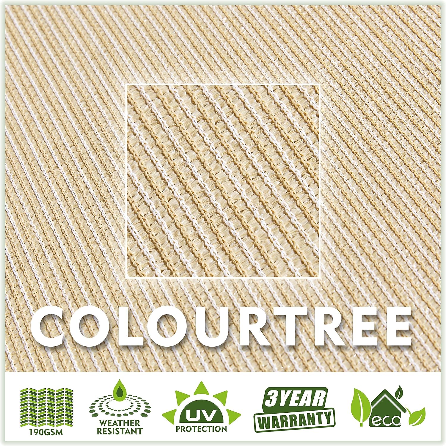 ColourTree 12' x 20' Beige Rectangle Sun Shade Sail with Rectangle & Square Hardware Kit (Hardware Kits Only)