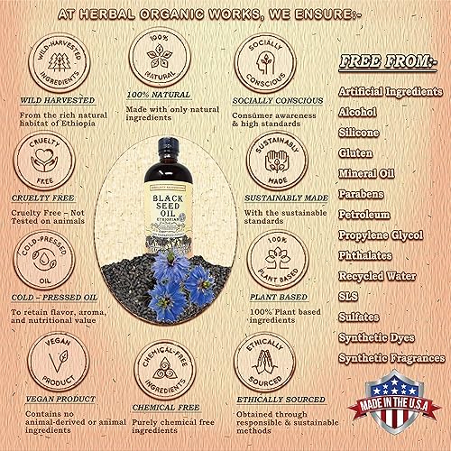 Miniatura 9 de Aceite de semilla negra de 8 onzas Aceite de semilla de comino negro puro 100 etíope 100 natural Nigella Sativa 3 veces más timoquinona prensado en