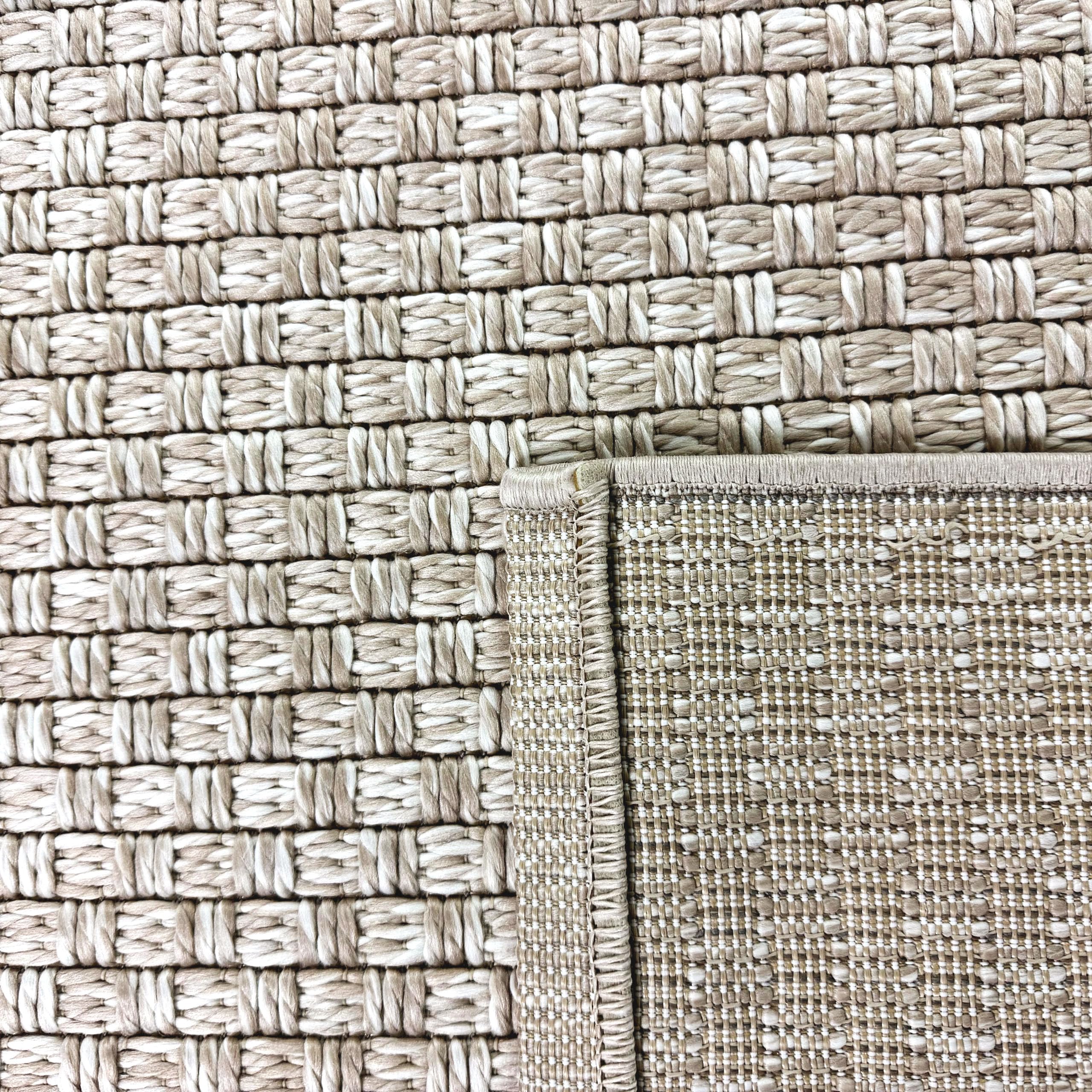 Teppich-Traum Tapis d'intérieur et d'extérieur - Tapis de terrasse - Tapis d'extérieur - Tapis de balcon - Tapis de jardin - Pour toutes saisons - Tissage plat - Durable - Facile d'entretien - Beige