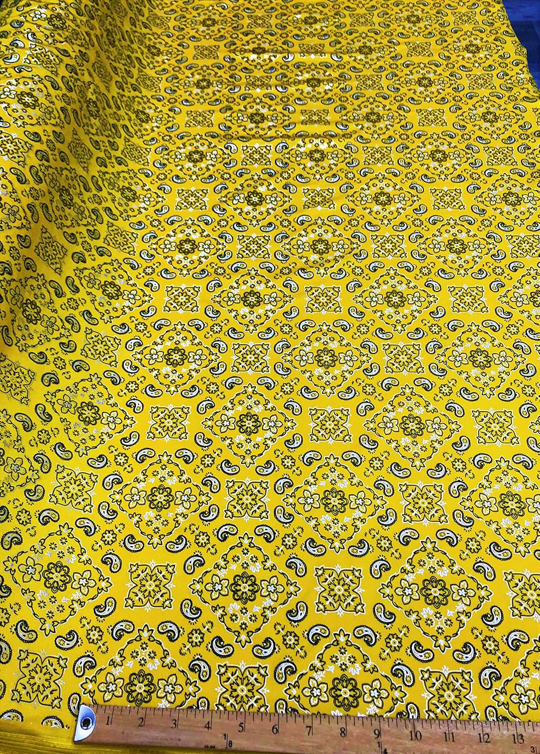 New Creations Fabric & Foam Inc, 58/59" Wide 100% Polyester Spandex Bandana Print on 4 Way Stretch Fabric (Multi Color on Black, 2 Yards)