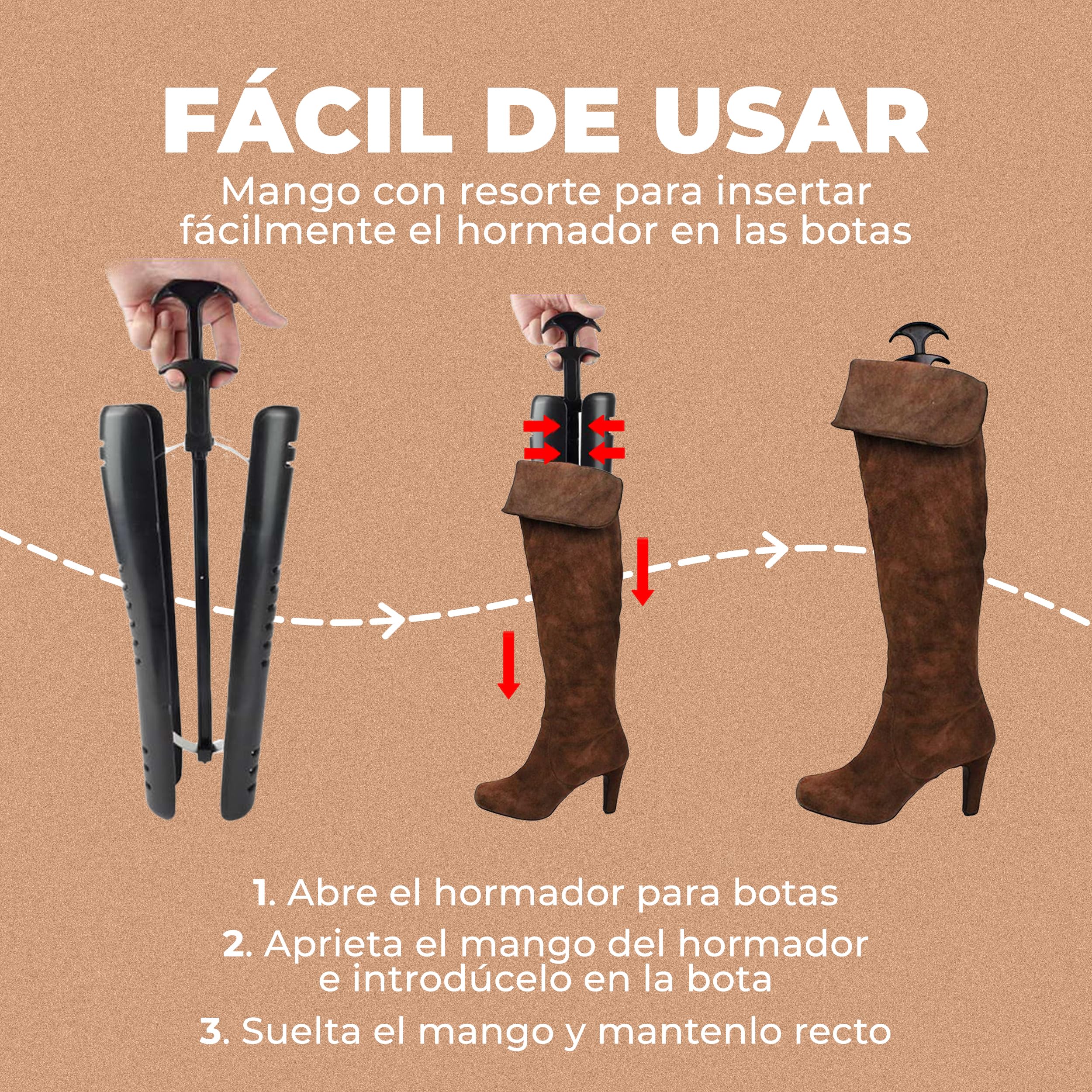 2 soportes para botas altas hasta la rodilla | Árbol de botas negro automático extra largo | Moldeadores de botas hasta la rodilla | Insertos de botas para mantener la forma para zapatos de mujer y hombre (1 par, 12.5 pulgadas), Black