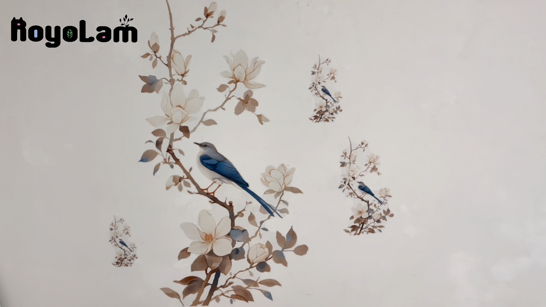 Vinilo decorativo ramas flores y pájaros chinos miniatura 7
