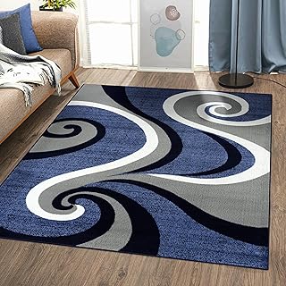 Persian Area Rugs Luxe Weavers Contemporary Abstract Swirl Blue 4'0x5'3 ...