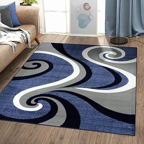 0327 Blue 7'10x10'6 Area Rug Carpet Large New