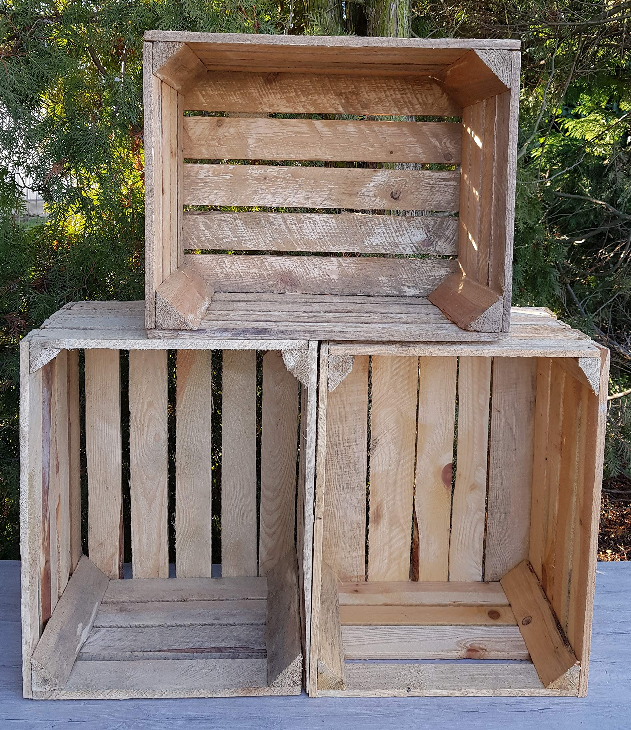 Wooden Crates natural colour - set of Boxes, dimensions 50x40x30 cm - Standard size, can be used as storage or bookshelf, durable and clean, solid vintage crate made of wood (3)