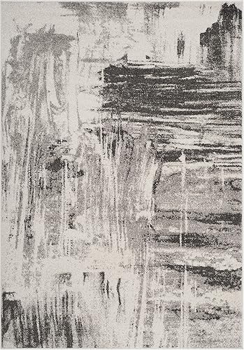 Miniatura 10 de SAFAVIEH Adirondack Collection ADR133C - Alfombra redonda de 6 x 6 pies color marfilgris abstracto moderna no desprende pelusa comedor entrada