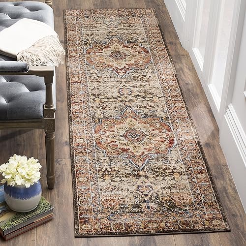 Miniatura 11 de Safavieh Bijar Collection BIJ652A - Alfombra de área tradicional oriental vintage marrón (Brown / Rust),Marfil/Óxido,Azul