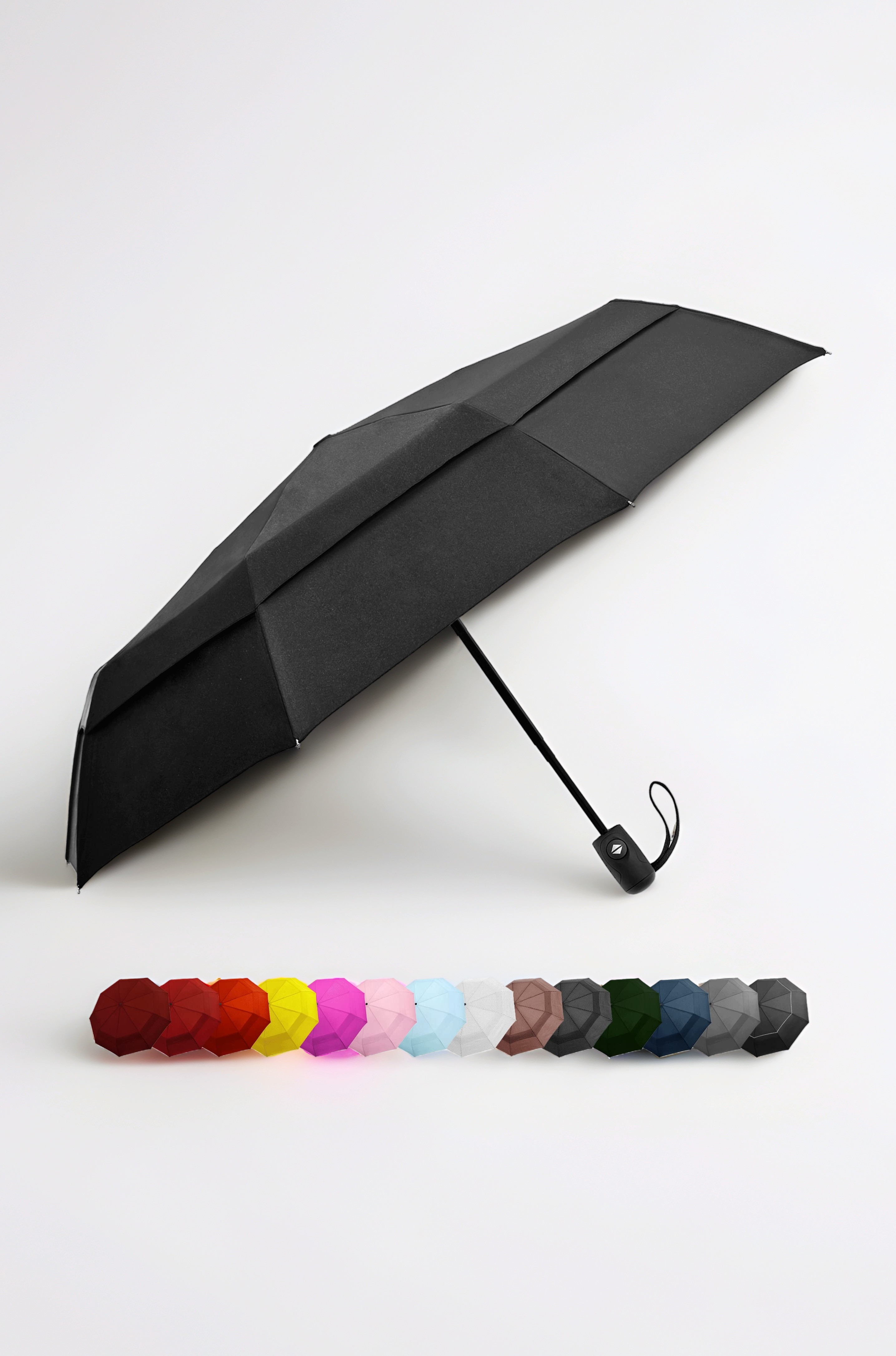 Windproof Travel Umbrellas for Rain - Lightweight, Strong, Compact with & Easy Auto Open/Close Button for Single Hand Use - Double Vented Canopy for Men & Women