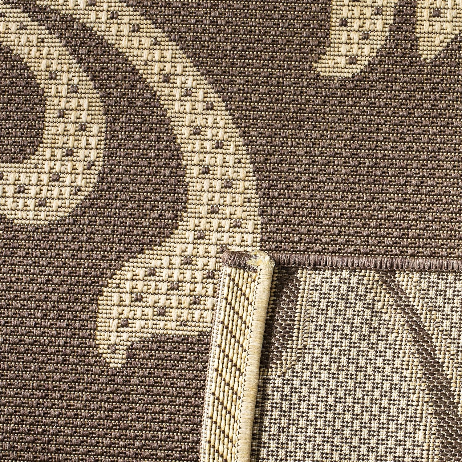 SAFAVIEH Washable Rug Outdoor Courtyard Collection - 2'7" x 5', Light Chocolate & Cream, Non-Shedding & Easy Cleaning, Ideal for Patio, Backyard, Mudroom (CY7013-229A21)