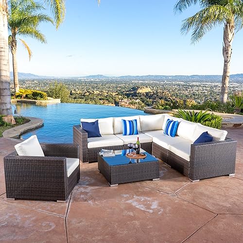 Christopher Knight Home Santa Rosa Outdoor Wicker 6-Seater Sectional Sofa