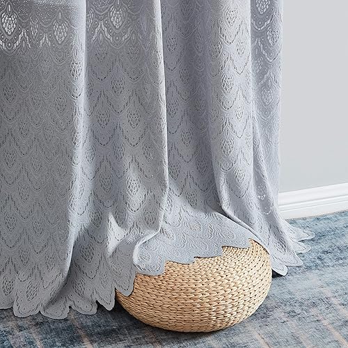 HLC.ME - Paños de cortina decorativos Monaco de primer nivel suaves traslúcidos con agujero para barra tratamiento de ventanas para dormitorio y