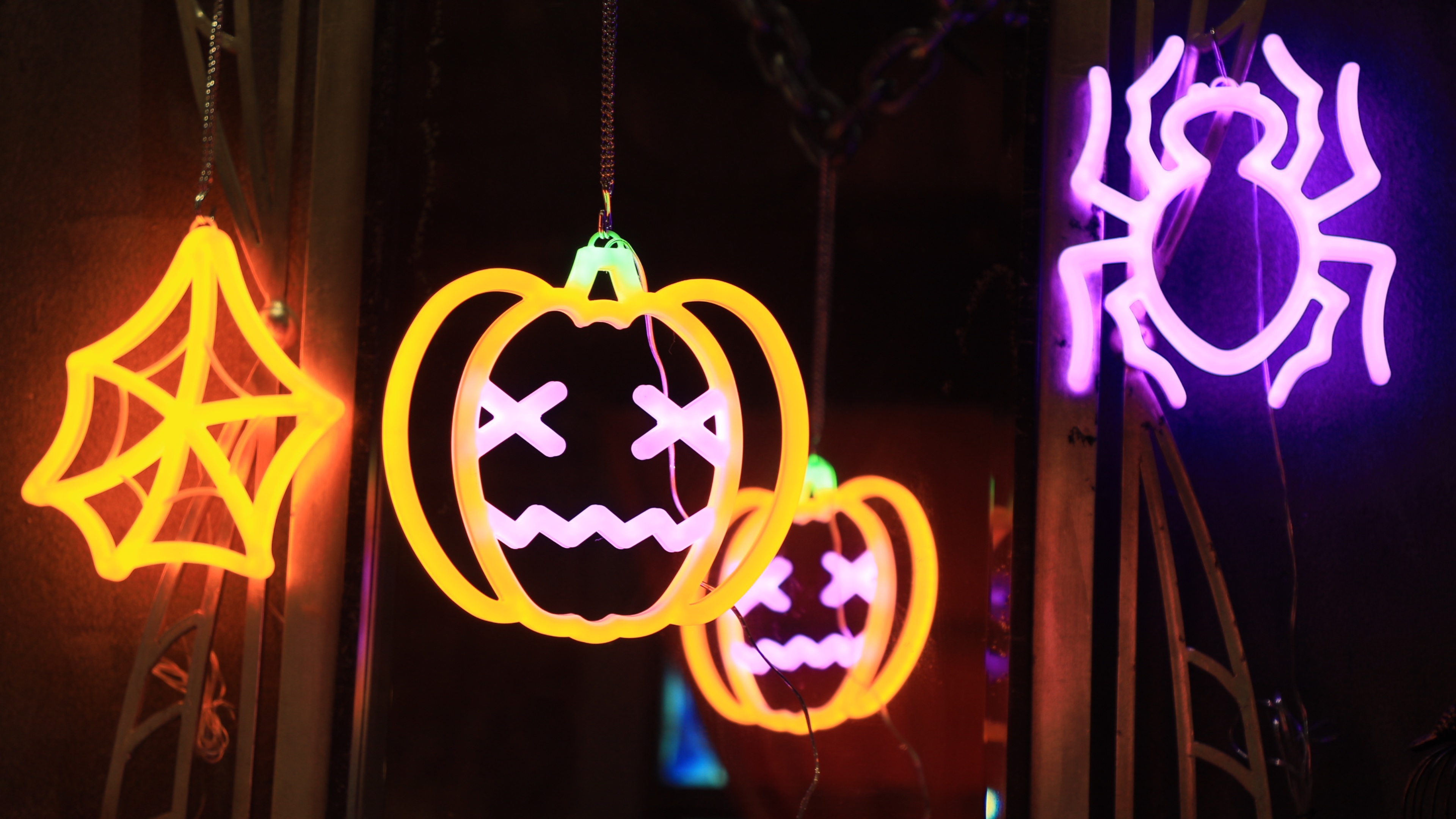 3 Pack Halloween Neon Sign for Wall Decor, Pumpkin Spider Neon